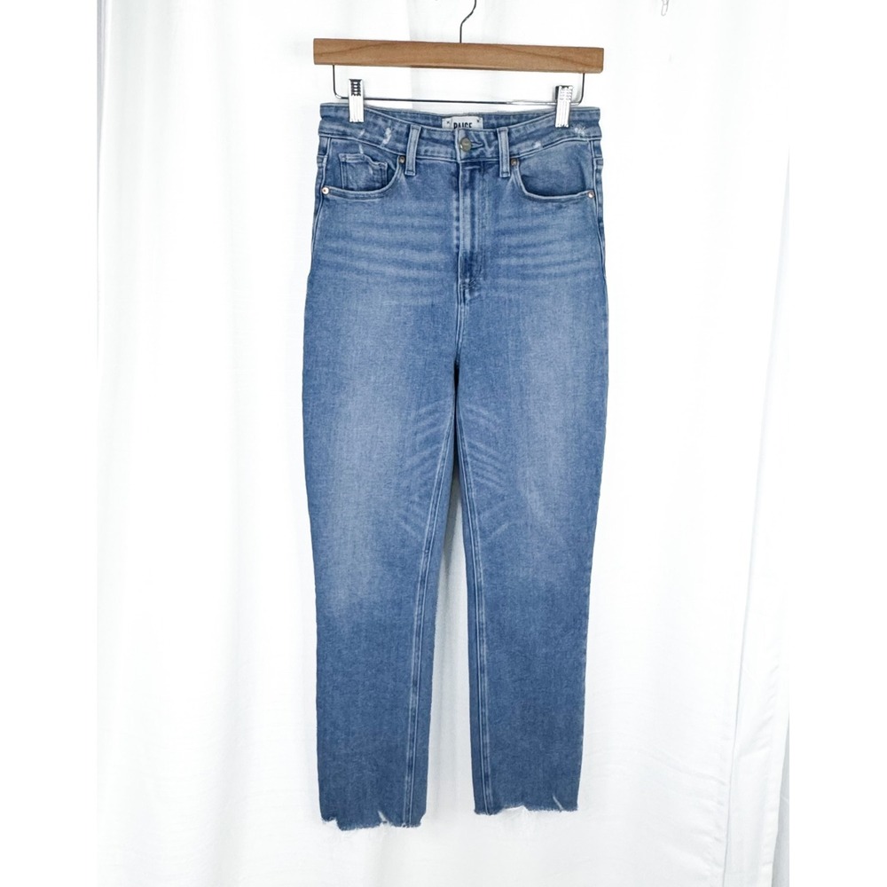PAIGE High Rise Cindy Jeans Womens 28 Lovesong Distressed Raw Hem Straight EUC
